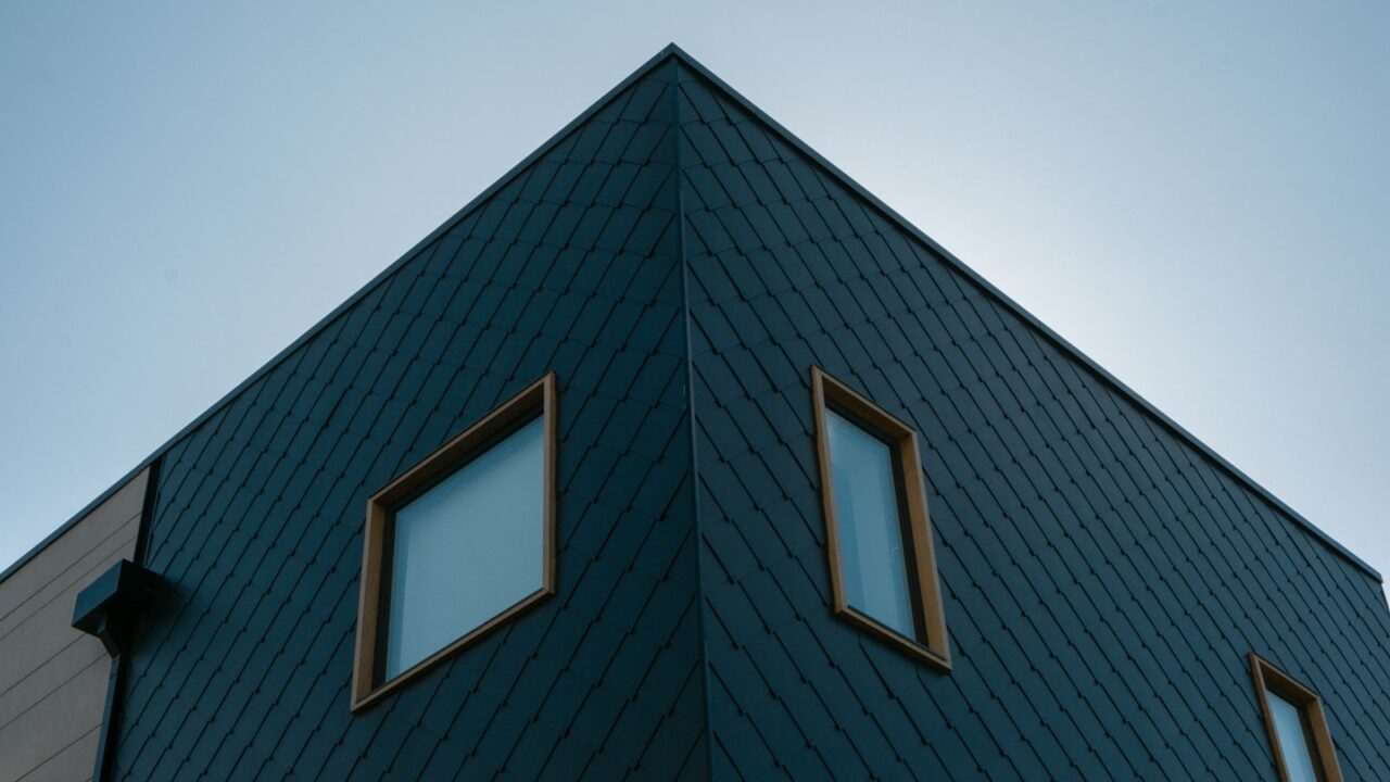 Windows on a modern house exterior