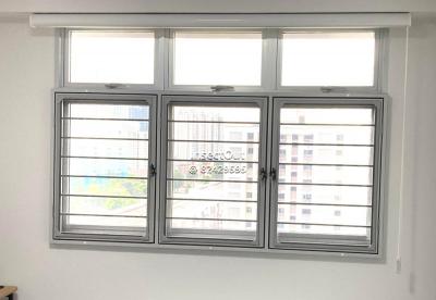 HDB Casement Windows with invisible grilles (casement) in Grey at Toa Payoh