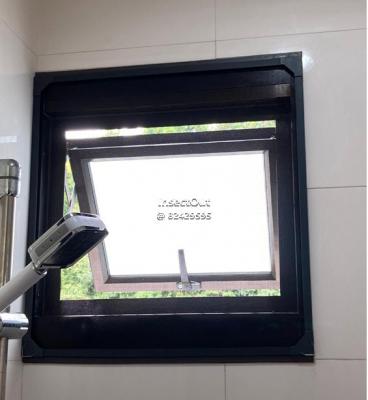 HDB bathroom top-hung window in Black at Bukit Batok